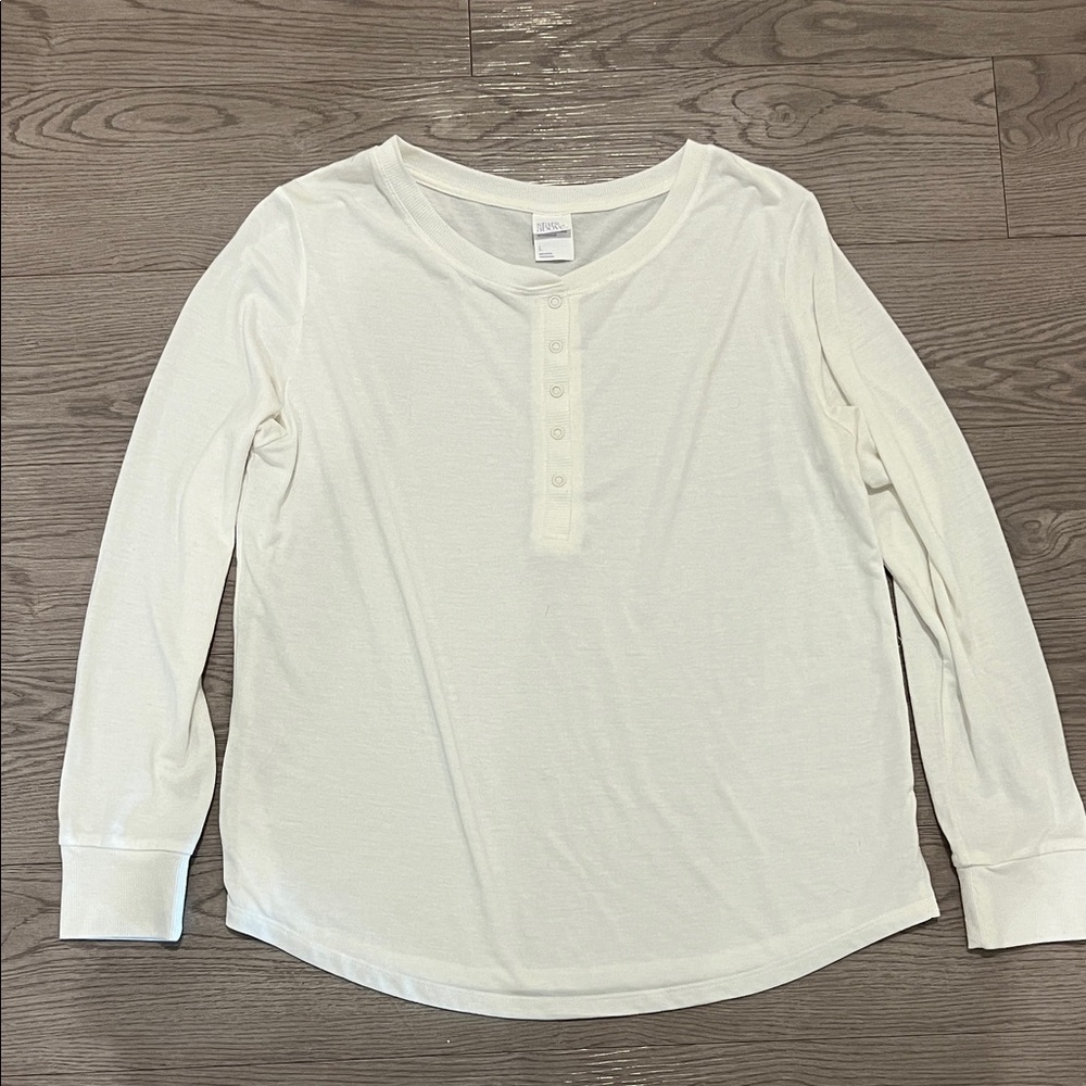 Stars Above White Long Sleeve Henley